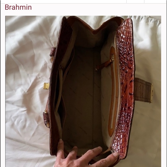 Brahmin Cognac woven leather bag - Picture 3 of 6